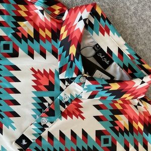 Bad Birdie Men’s Performance Polo XL NWT Cortez Aztec Southwestern Golf